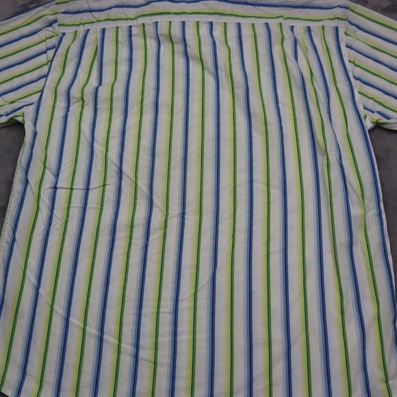 Tommy Hilfiger Denim Shirt Mens XL Blue Green Striped Logo Button Up Casual - Picture 14 of 16